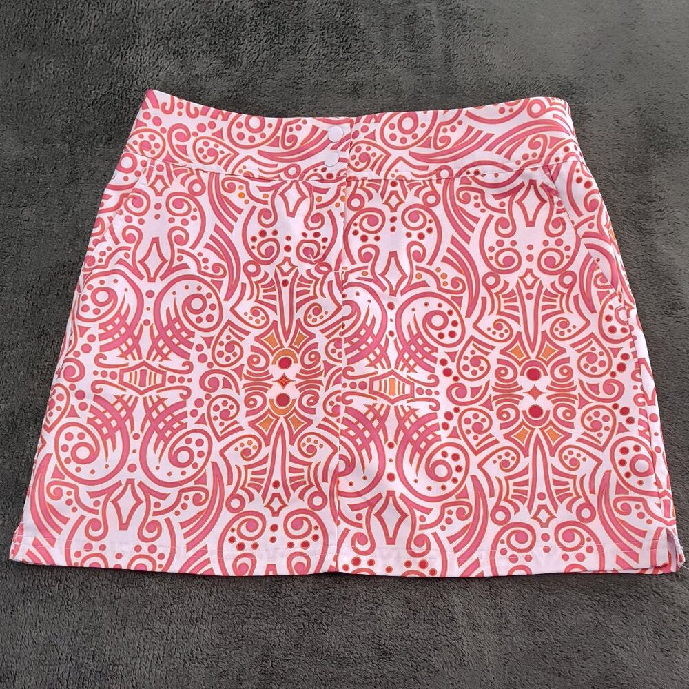 adidas Pink and White Patterned Golf Skort